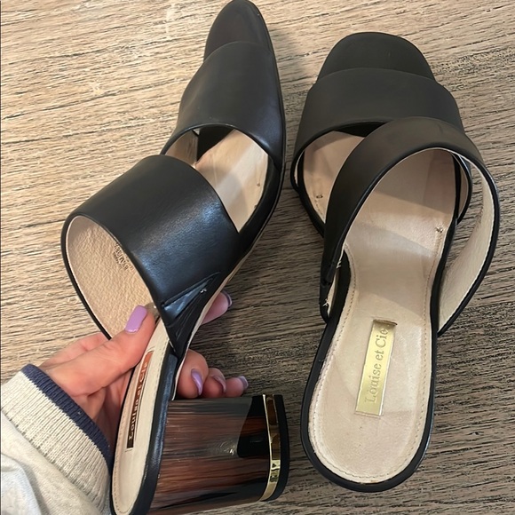 Louise et Cie‎ Black Leather Mules with Block Heel Size 8.5 - Picture 2 of 7